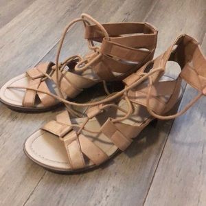 Tan Tie Up Heeled Sandals